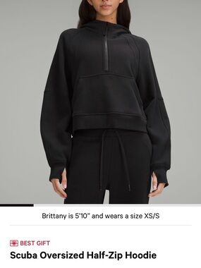 Lululemon Black Half-Zip Scuba Hoodie Top